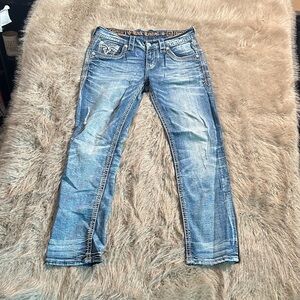 Rock Revival Distressed Blue Straight Leg Jeans